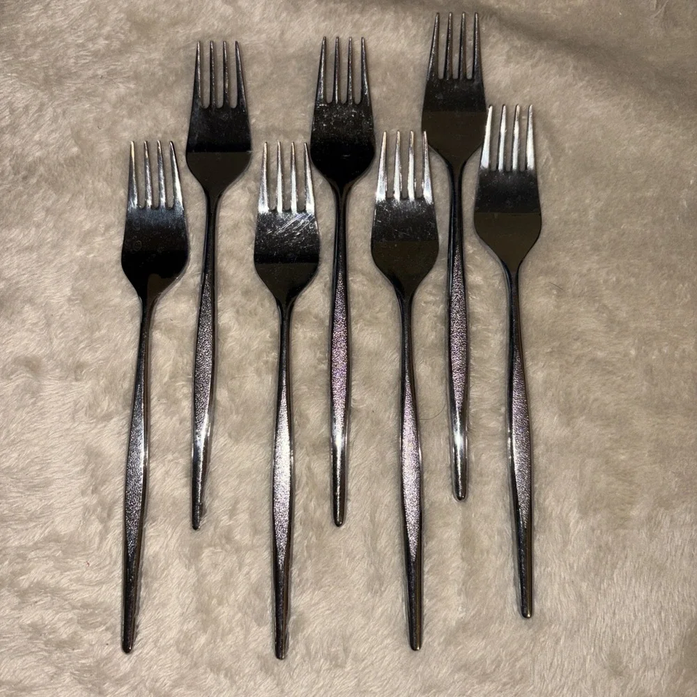 National Stainless CHEVIOT 7 forks vintage preowned MCM